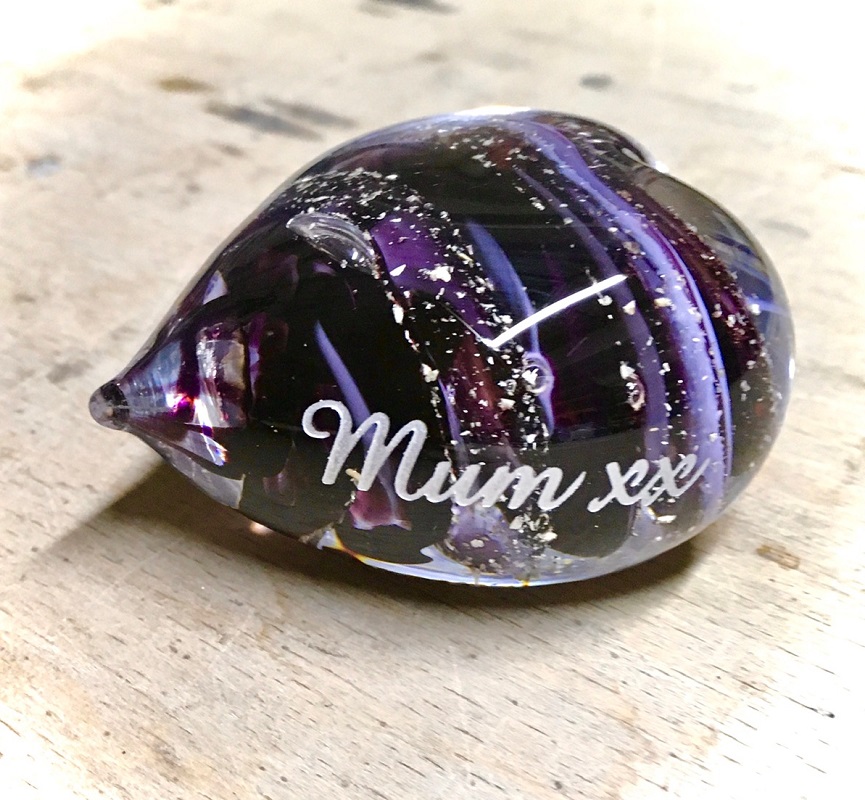 amethyst heart mum engraved