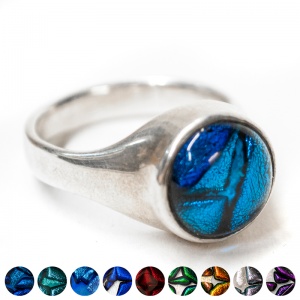 Ashes of a pet into Silver & Dichroic Glass Signet Ring